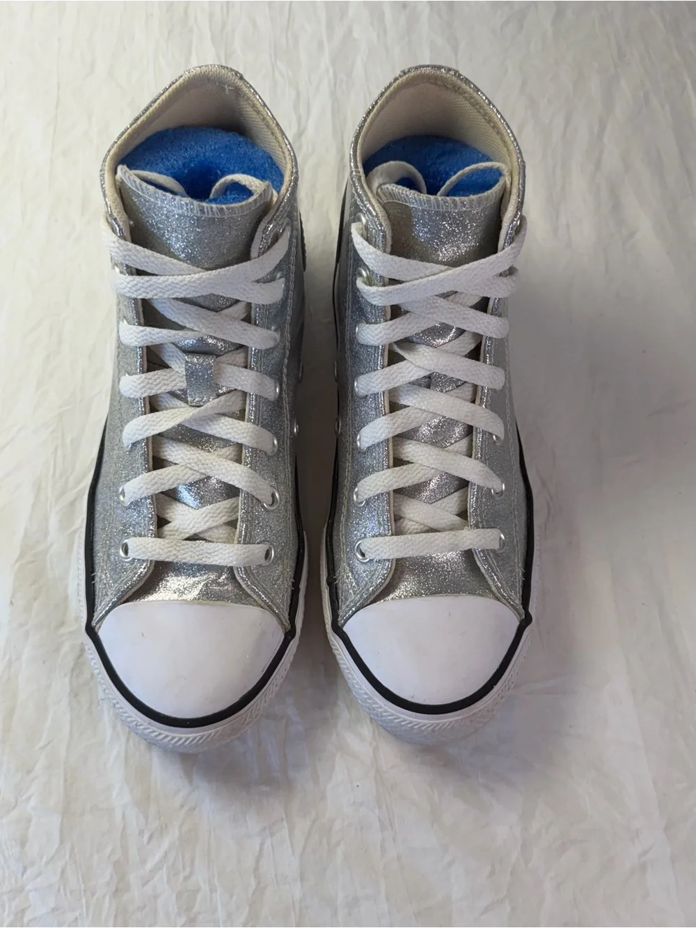Converse Silver Glitter Coated Kids sz3 High-Top Chuck All Star Sneakers